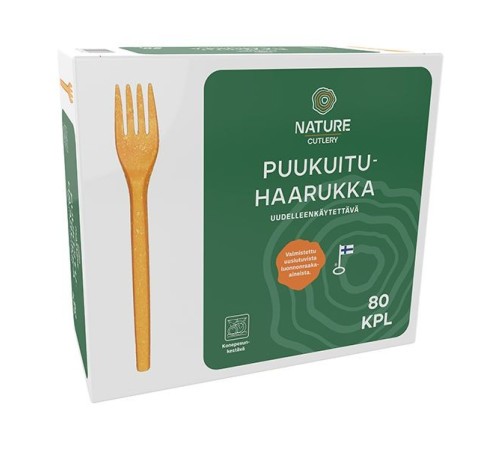 Nature Line puukuituhaarukka 80kpl uudelleenkäytettävä