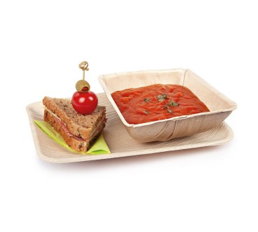 Orgaaninen suorakaiteen muotoinen lautanen palmunlehdestä